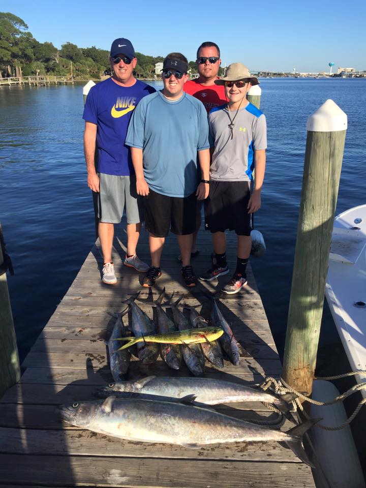 8 hours of fishing nearshore or offshore, fishing out of Destin, Fort Walton, or Navarre. Fishes 4.